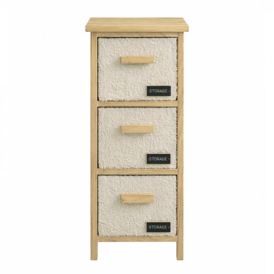 Kommode Melia schmal mit 3 Plüsch-Schubladen 