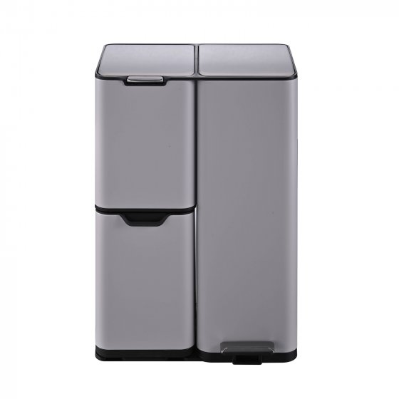Mülleimer Edelstahl mit 3 Behältern Grau 