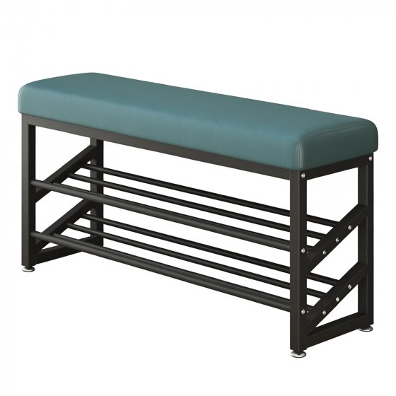 Schuhregal Metall 2 Ebenen mit Sitzkissen Grün 