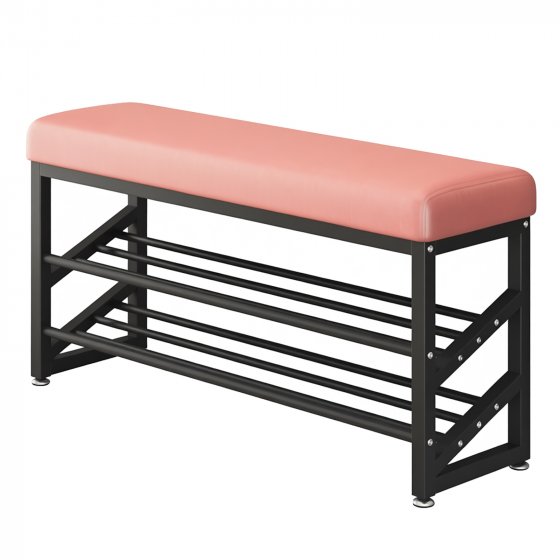 Schuhregal Metall 2 Ebenen mit Sitzkissen Altrosa 