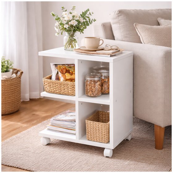 Beistelltisch auf Rollen Thekla Weiß 