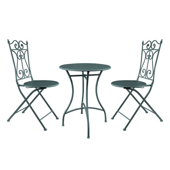Bistro Sitzgruppe Metall weiß Tisch mit 2 Stühlen Balkon Set Gartenmöbel 