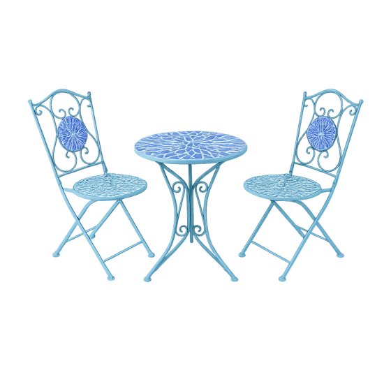 Bistro Sitzgruppe Metall weiß Tisch mit 2 Stühlen Balkon Set Gartenmöbel 