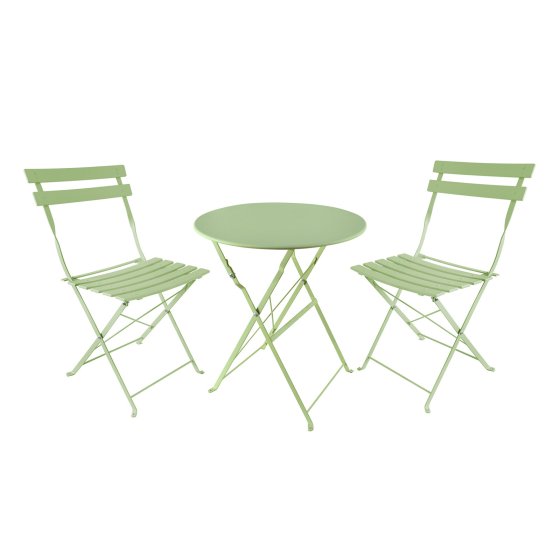 Bistro Sitzgruppe Metall Grün klappbar Tisch mit 2 Stühlen Balkon Set 