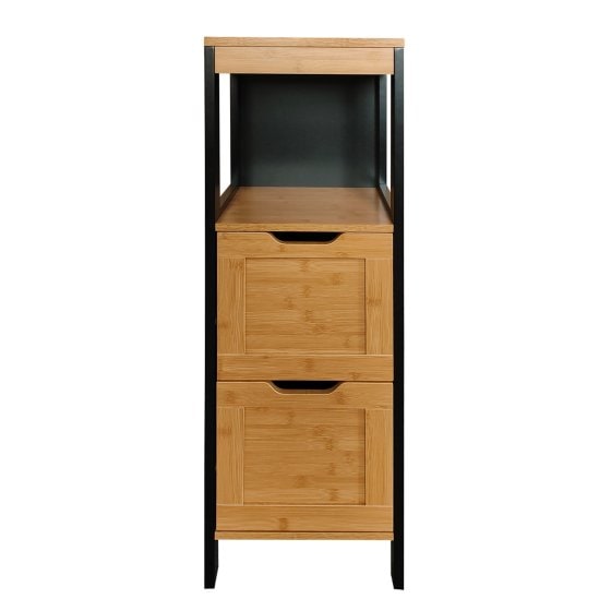 Beistellschränkchen mit 2 Schubladen Schwarz Holzoptik 