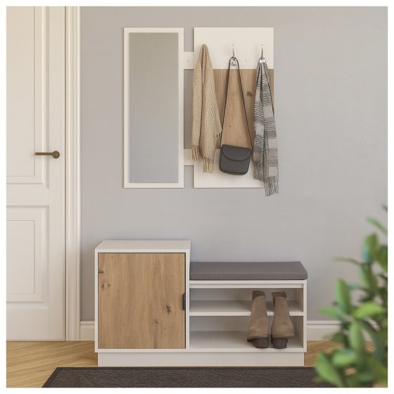 Garderobe Dana mit Schuhbank Weiß 