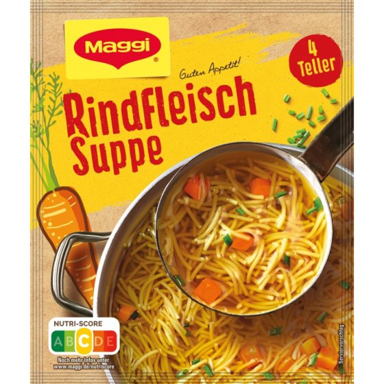 Maggi Guten Appetit Rindfleisch Suppe mit Nudeln und Gemüse 85g 