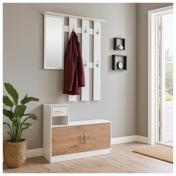 Garderoben-Set Dana mit Schuhschrank Weiß 