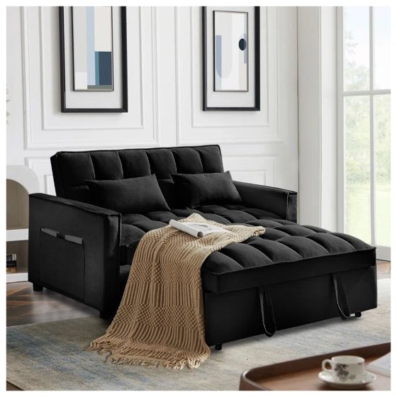 Sofa mit Schlaffunktion Schwarz 