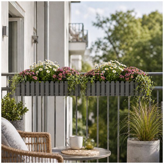 Blumenkasten mit Wasserspeicher Nessa 75 cm Grau 