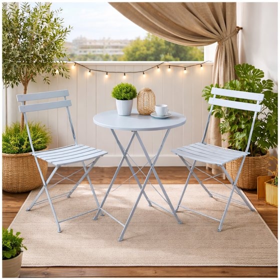 Gartentisch Basil Metall rund klappbar Grau 