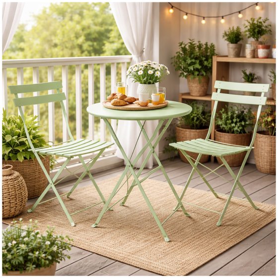 Gartenstuhl 2er-Set Basil Metall Grün 