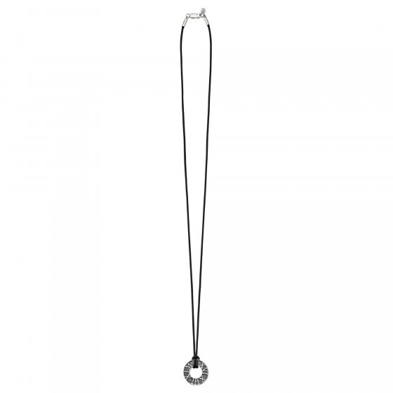 Anhänger mit Kette 925/- Sterling Silber matt-oxidiert Leder 