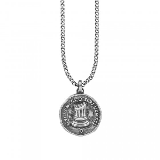 Anhänger mit Kette 925/- Sterling Silber oxidiert Münze Spinell 