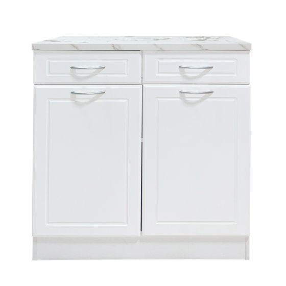 Küchenunterschrank Jenna Country Weiß 80 cm mit 2 Schubladen 