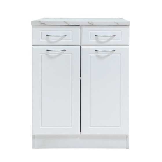 Küchenunterschrank Jenna Country Weiß 60 cm mit 2 Schubladen 