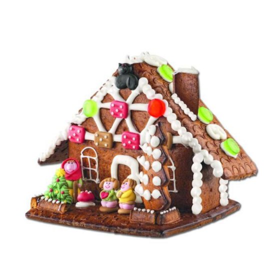 Weiss Lebkuchen Hexenhaus zum Selbstbauen mit süßen Dekorteilen 900g 