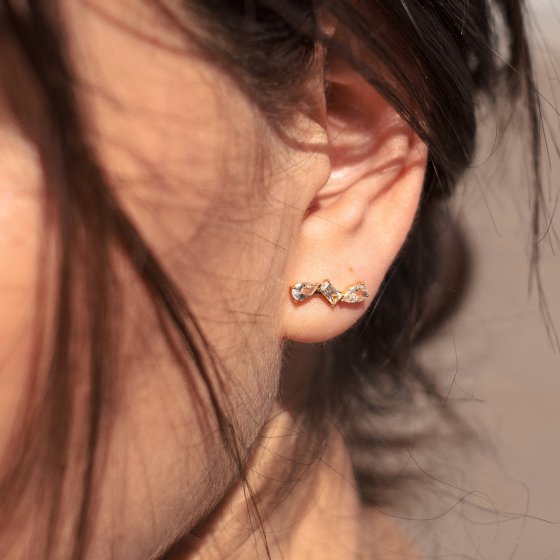 Ohrringe 925 Sterling Silber vergoldet mit Weißtopas 