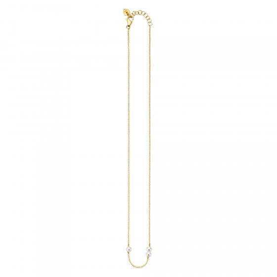 Collier 925/- Sterling Silber vergoldet 3 Süßwasserzuchtperlen 