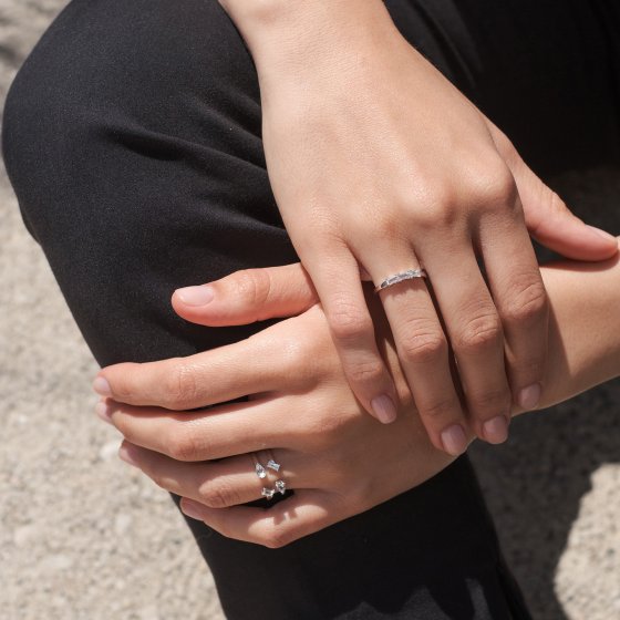 Ring 925/- Sterling Silber rhodiniert mit Weißtopas 