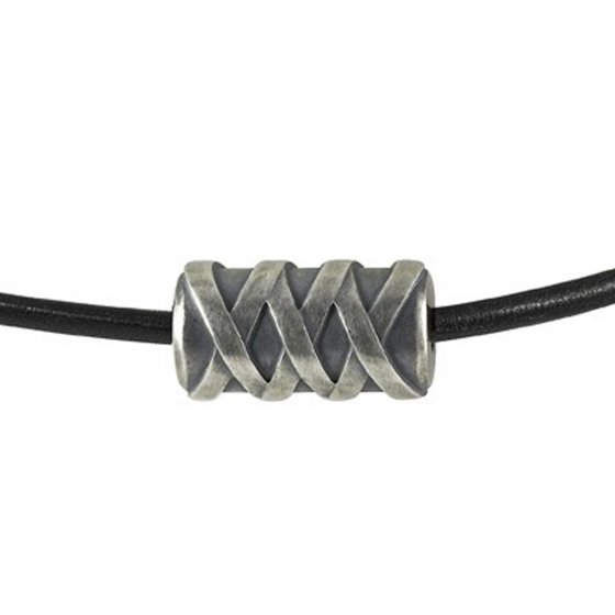 Halskette Silber 925 rhodiniert und oxydiert 55cm lang mit Lederband 