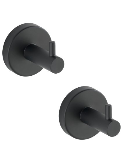 Wandhaken Uno Mod. Bosio Black matt, 2er Set, Edelstahl rostfrei 