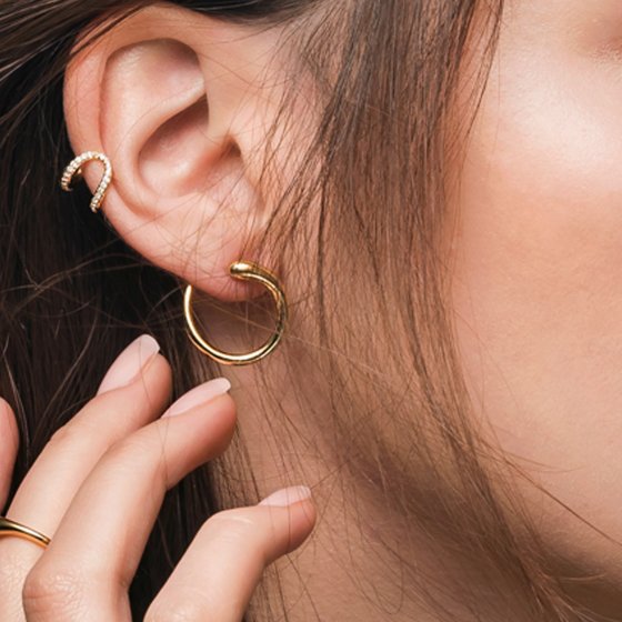 Creolen 925/-Sterling Silber vergoldet Tropfen 