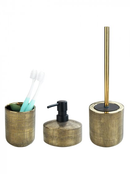 Bad-Accessoire Set Mod. Rivara, 3-teilig, Bad-Zubehör handbemalt