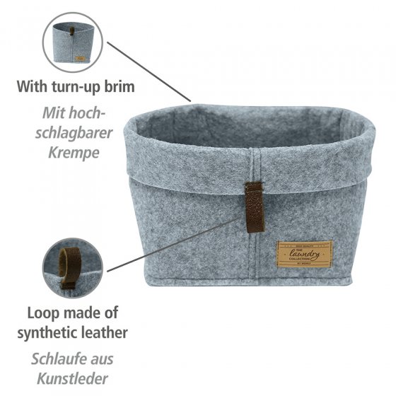 Filz-Korb Mod. Feli, 5er Set, Aufbewahrungskörbe in 3 verschiedenen Größen 
