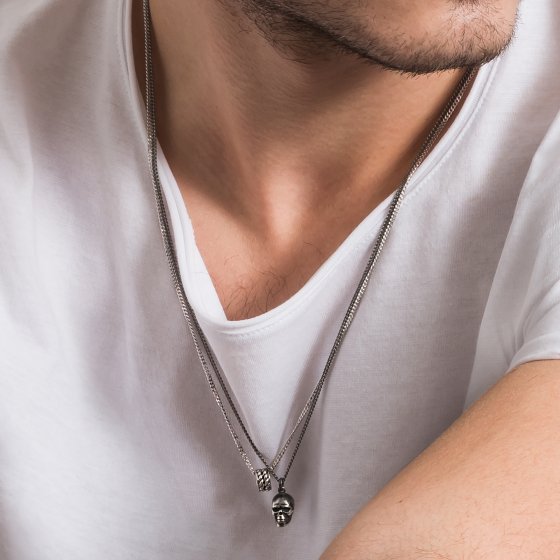 Anhänger mit Kette Totenkopf 925/- Sterling Silber oxidiert 