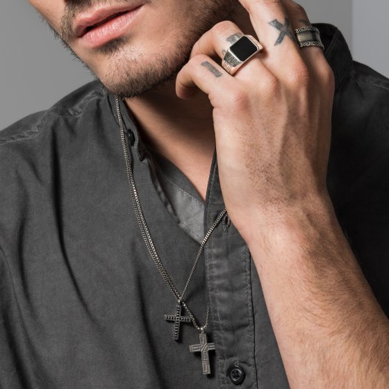 Anhänger mit Kette 925/- Sterling Silber oxidiert Spinell 