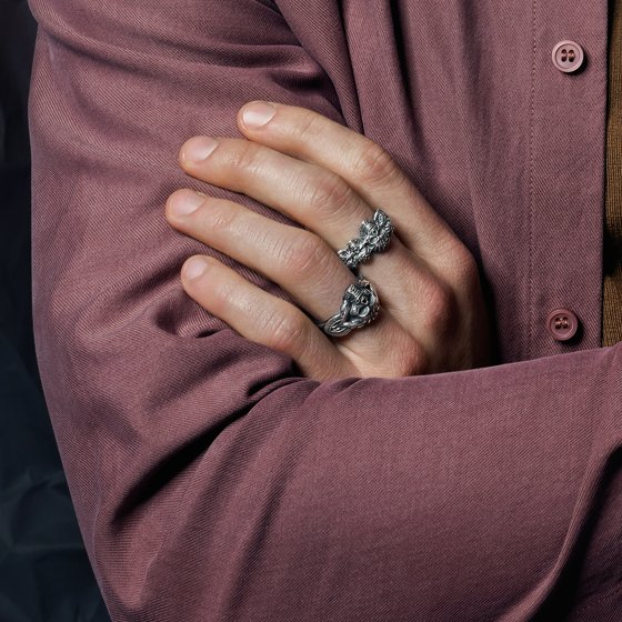 Ring 925/- Sterling Silber matt oxidiert Totenkopf 