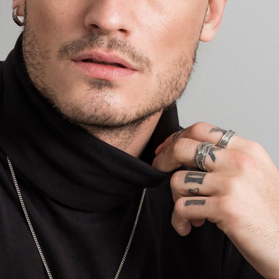 Ring 925/- Sterling Silber oxidiert Wellen 