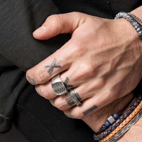 Ring 925/- Sterling Silber oxidiert Wellen 