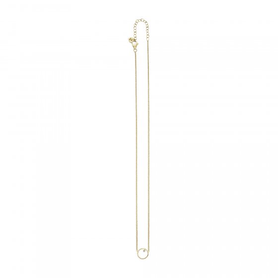 Collier 925 Sterling Silber gelb vergoldet Zirkonia Kreis 