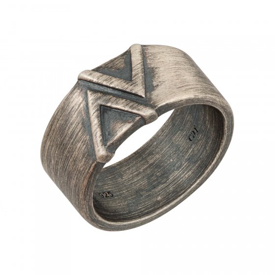 Ring 925/- Sterling Silber matt oxidiert Dreieck 