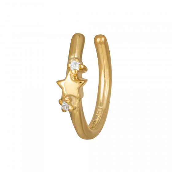 Ear Cuff 925 Sterling Silber gelb vergoldet Stern Zirkonia 