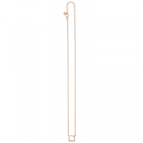 Collier 925 Sterling Silber rosé vergoldet Rechteck Zirkonia 