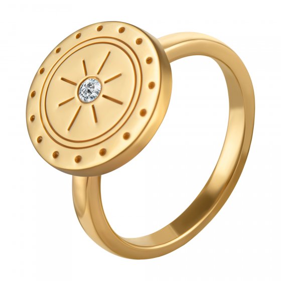 Ring 925 Silber vergoldet Topas Mandala Sonne 