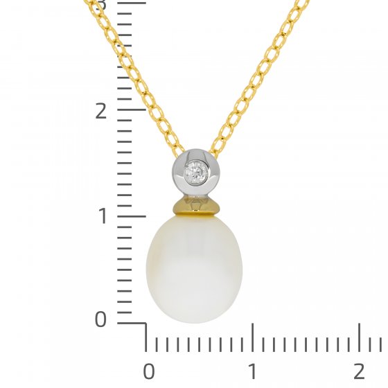 Halskette 925 Silber zweifarbig mit Perle weiß und Zirkonia 