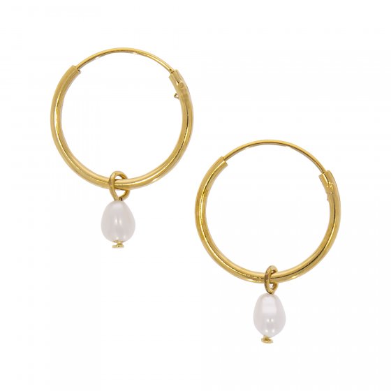 Ohrringe Silber 925 vergoldet mit weißen Perlen 3x5mm 