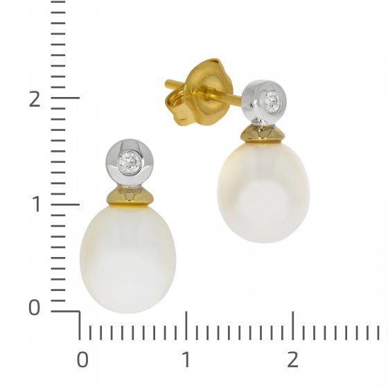 Ohrringe 925 Silber zweifarbig Perle weiß 