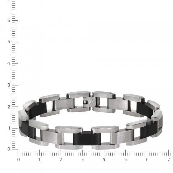 Armband Edelstahl poliert matt zweifarbig schwarz 