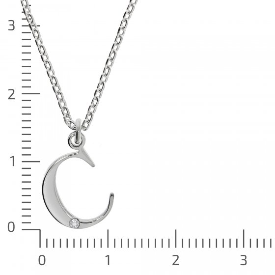 Halskette Silber 925 mit 1x Diamant 0,008ct. Buchstabe C 