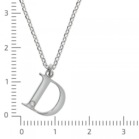 Halskette Silber 925 mit 1x Diamant 0,008ct. Buchstabe D 