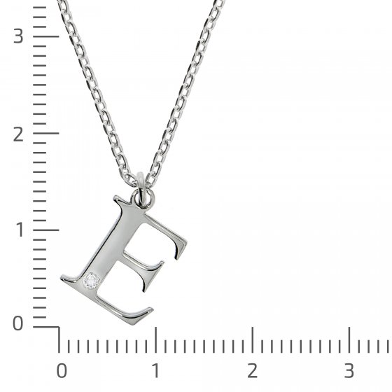 Halskette Silber 925 mit 1x Diamant 0,008ct. Buchstabe E 