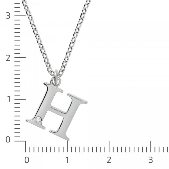Halskette Silber 925 mit 1x Diamant 0,008ct. Buchstabe H 