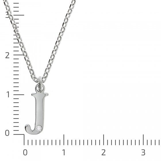 Halskette Silber 925 mit 1x Diamant 0,008ct. Buchstabe J 