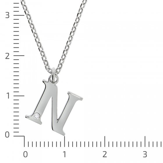Halskette Silber 925 mit 1x Diamant 0,008ct. Buchstabe N 