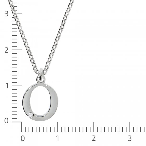 Halskette Silber 925 mit 1x Diamant 0,008ct. Buchstabe O 